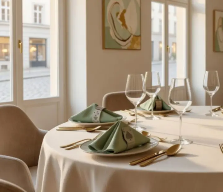 Soukromý salonek připravený na elegantní večeři