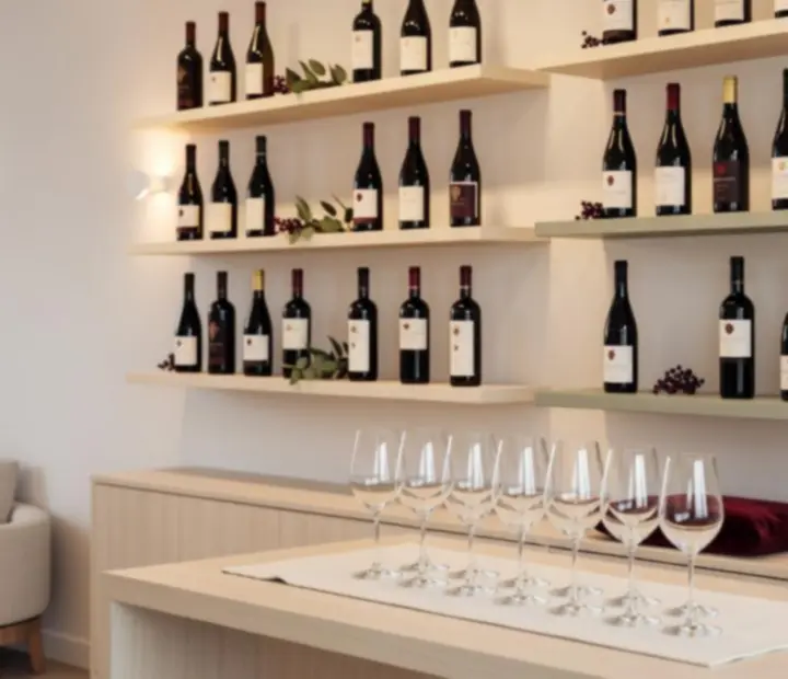 Detail pečlivě vybraného výběru vín ve Vinném Salonu